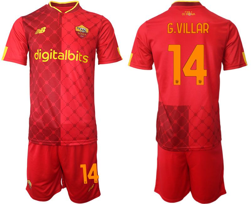 Men 2022-2023 Club AS Rome home red 14 Soccer Jersey